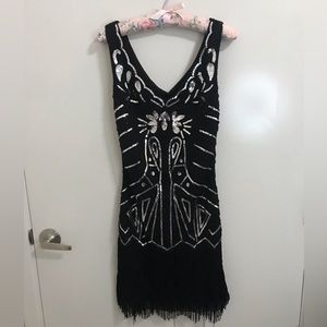 Elegant Black and Silver Mini Dress